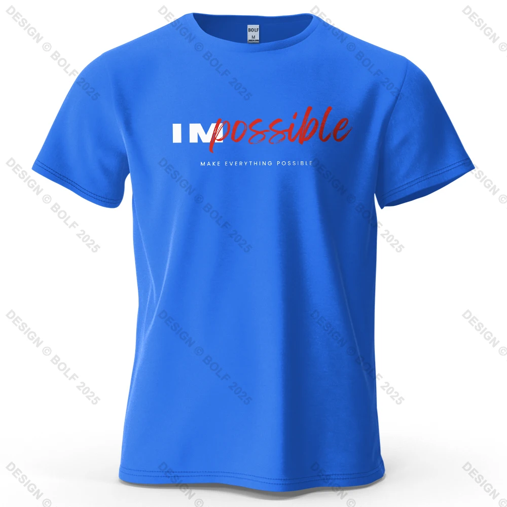 Men's Impossible Graphic Short Sleeve T-Shirt 100% Cotton Breathable - Image 11