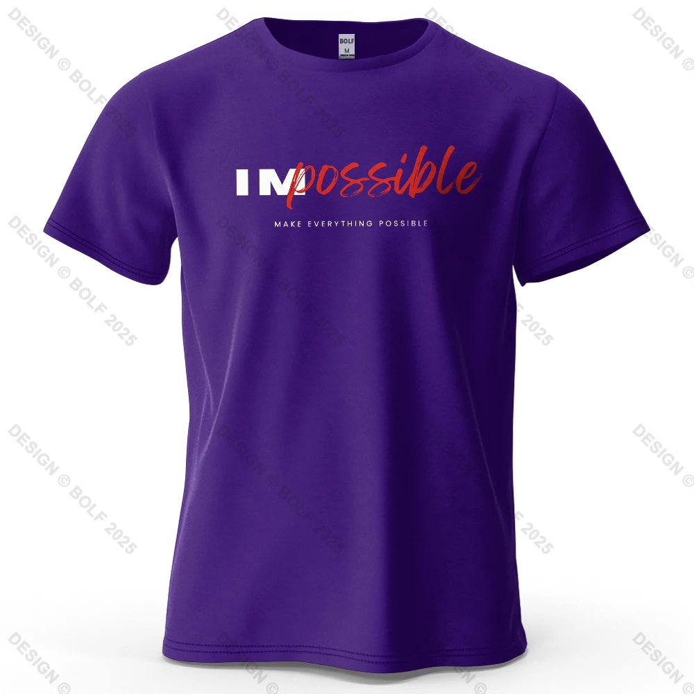 Men's Impossible Graphic Short Sleeve T-Shirt 100% Cotton Breathable - Image 19