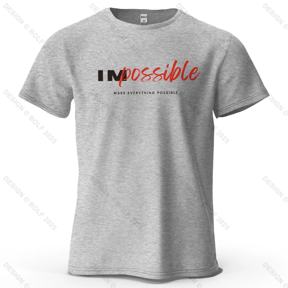 Men's Impossible Graphic Short Sleeve T-Shirt 100% Cotton Breathable - Image 10