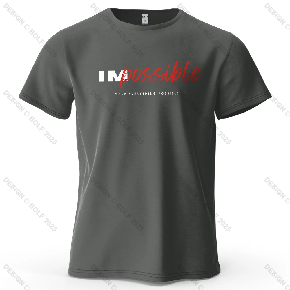 Men's Impossible Graphic Short Sleeve T-Shirt 100% Cotton Breathable - Image 7