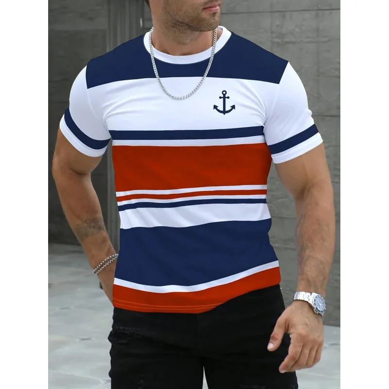 Men's short sleeved striped design T-shirt - Image 2
