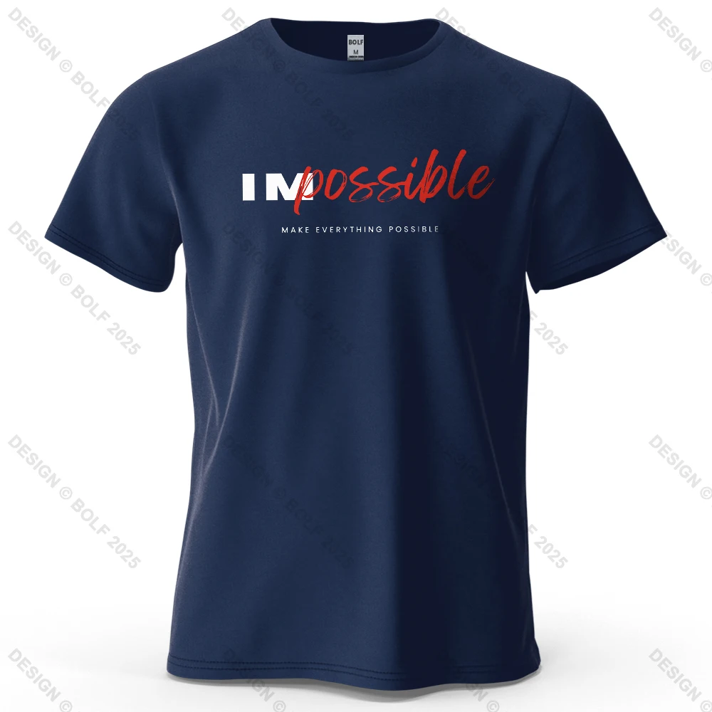 Men's Impossible Graphic Short Sleeve T-Shirt 100% Cotton Breathable - Image 15