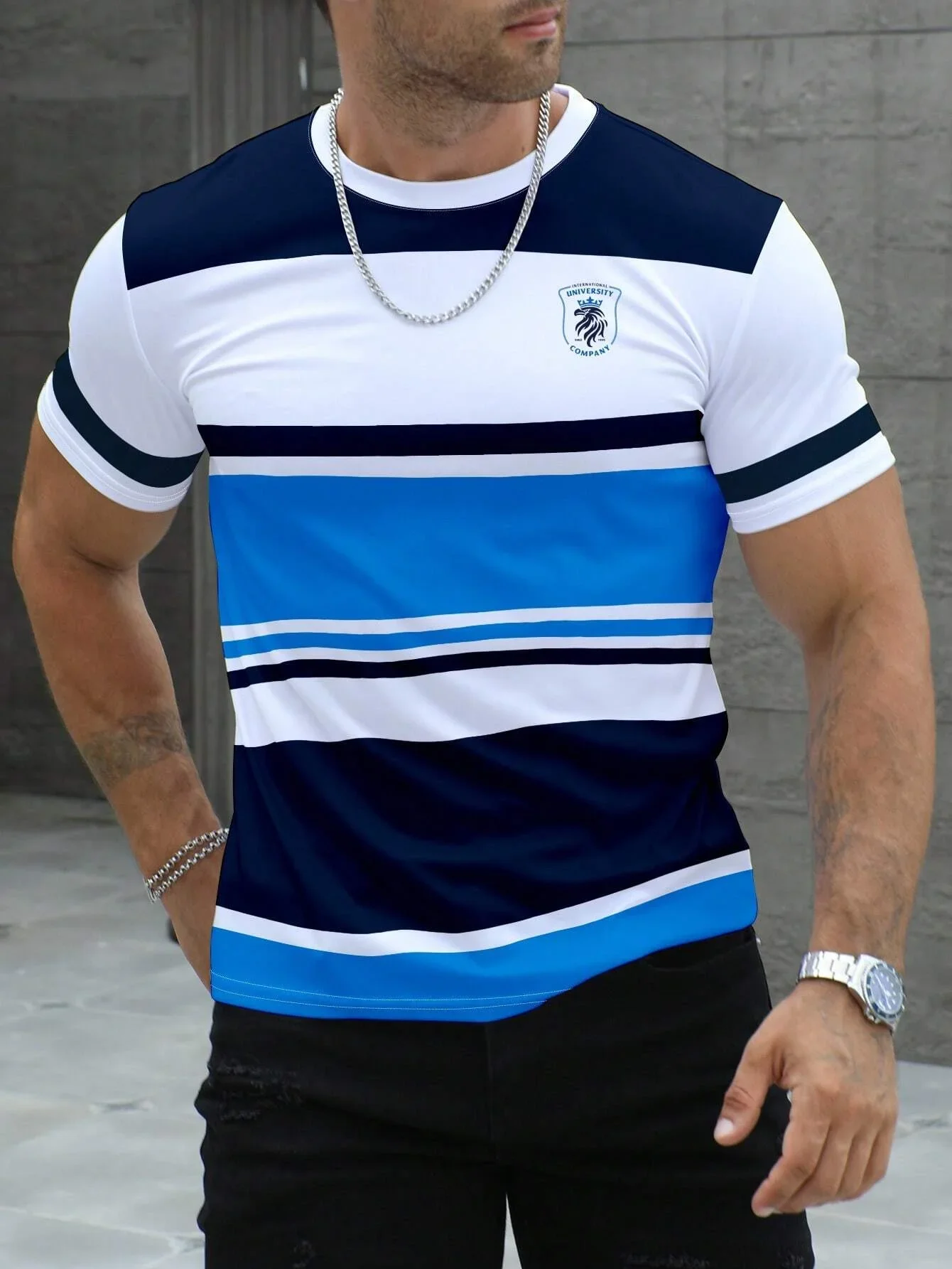 Men's short sleeved striped design T-shirt - Image 7