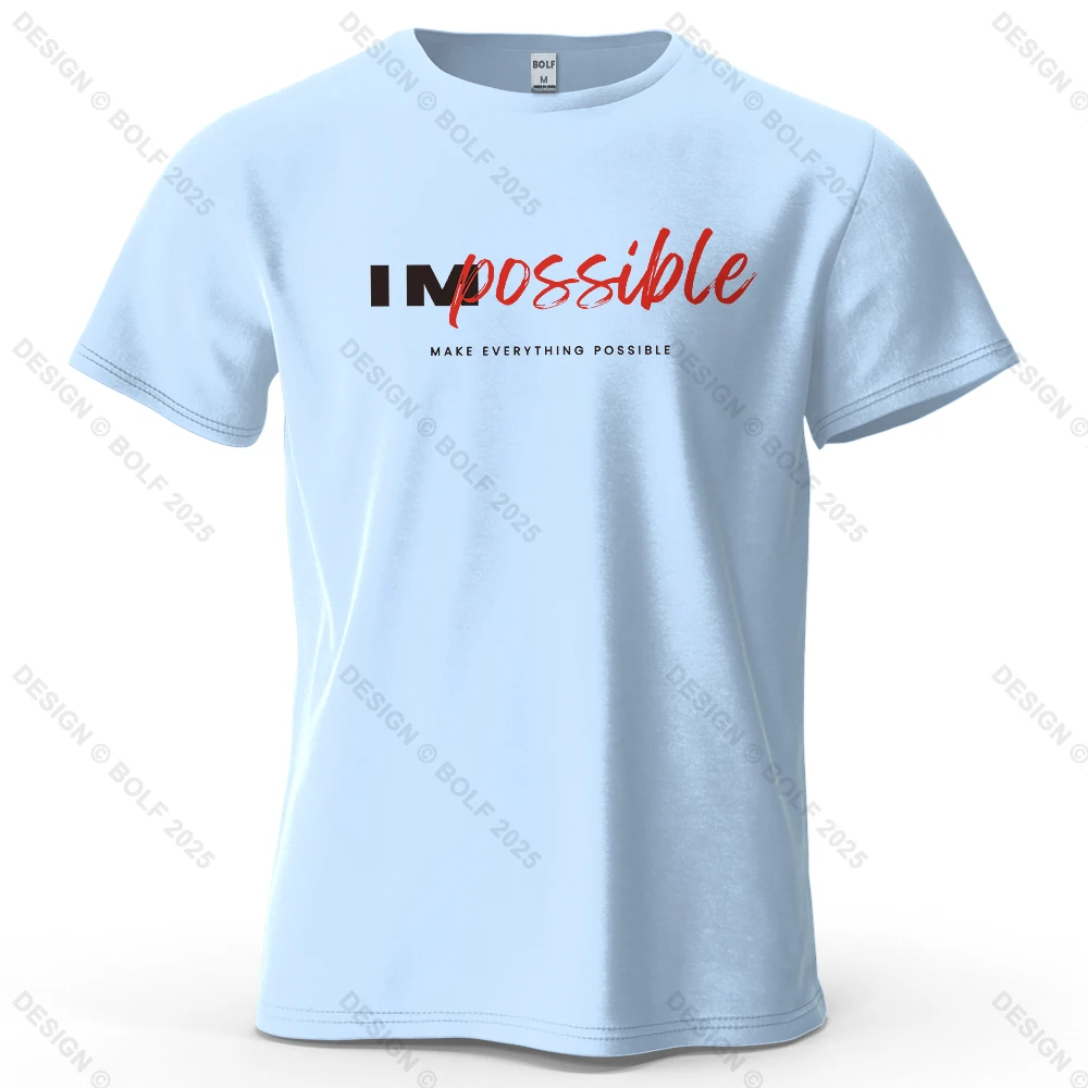 Men's Impossible Graphic Short Sleeve T-Shirt 100% Cotton Breathable - Image 12