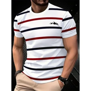 Simple Striped Graphic T Shirts For Men Summer Casual Short Sleeves