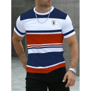 Men's short sleeved striped design T-shirt