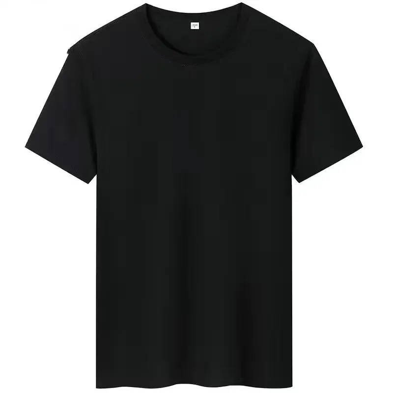100% cotton Solid T-shirts Mens Short Sleeve White and Black - Image 3