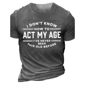 Men's Letter Print Grumpy Old Man Vintage Street Summer Casual T-Shirt