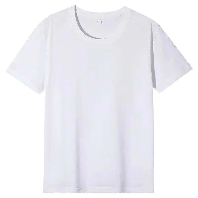100% cotton Solid T-shirts Mens Short Sleeve White and Black - Image 2