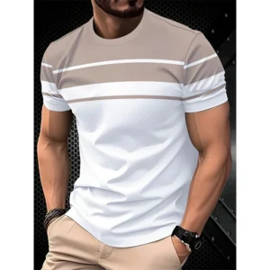 Simple Striped Graphic T Shirts For Men Summer Casual Short Sleeve