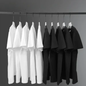 100% cotton Solid T-shirts Mens Short Sleeve White and Black