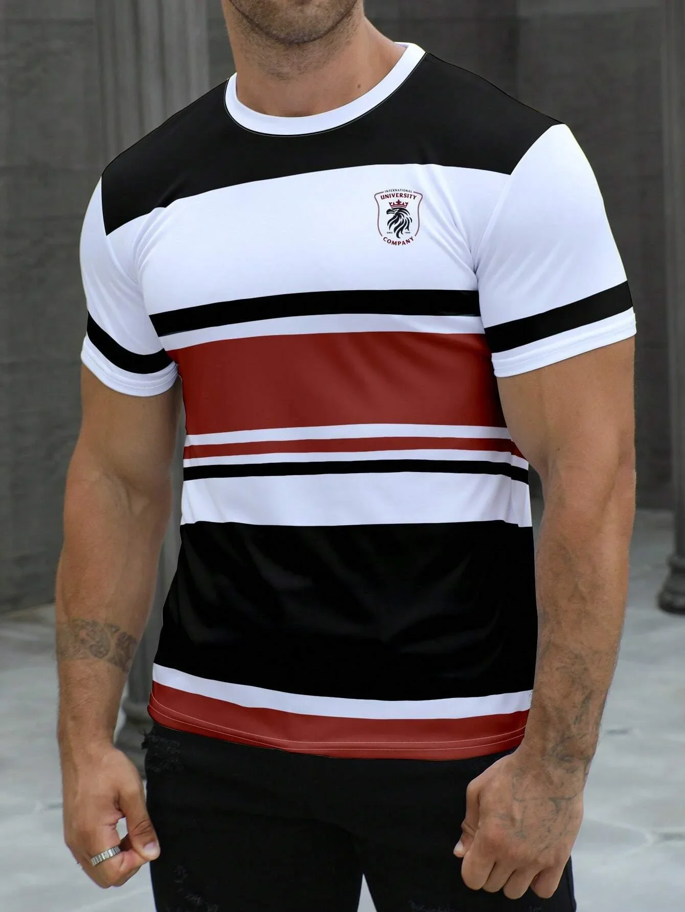 Men's short sleeved striped design T-shirt - Image 8