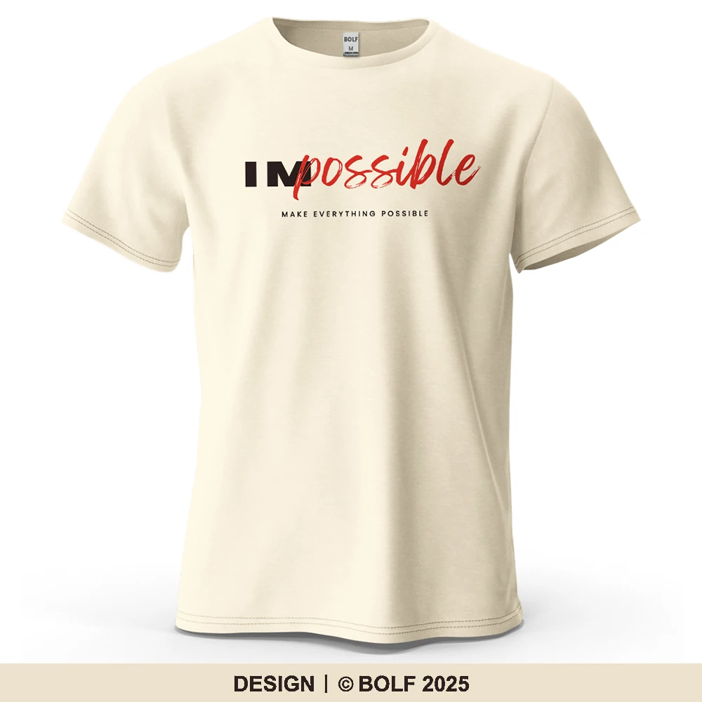 Men's Impossible Graphic Short Sleeve T-Shirt 100% Cotton Breathable